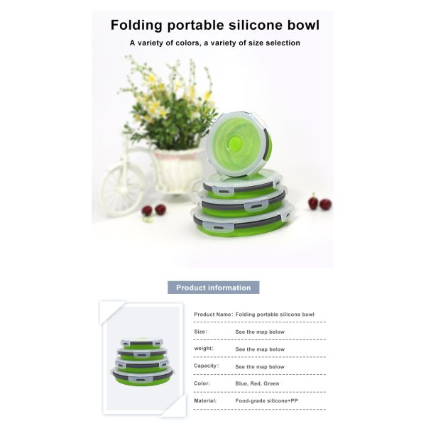 Round 4PCS Collapsible Bento Lunch Boxes With PP Lid