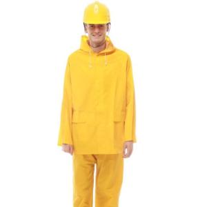 China Yellow Safety Raincoat Reflective Pvc Polyester Raincoat Workwear wholesale