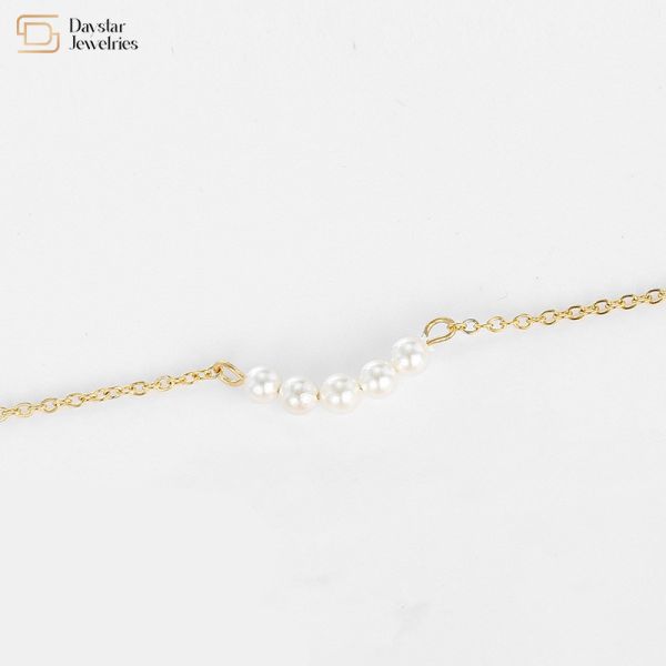 Stainless Steel Simple Layered Necklace Circle Pearl Pendant Clavicle Chain Choker