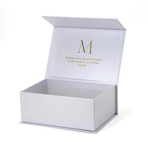 China Custom White Art Paper Hardcover Box With Gold Foil Logo wholesale