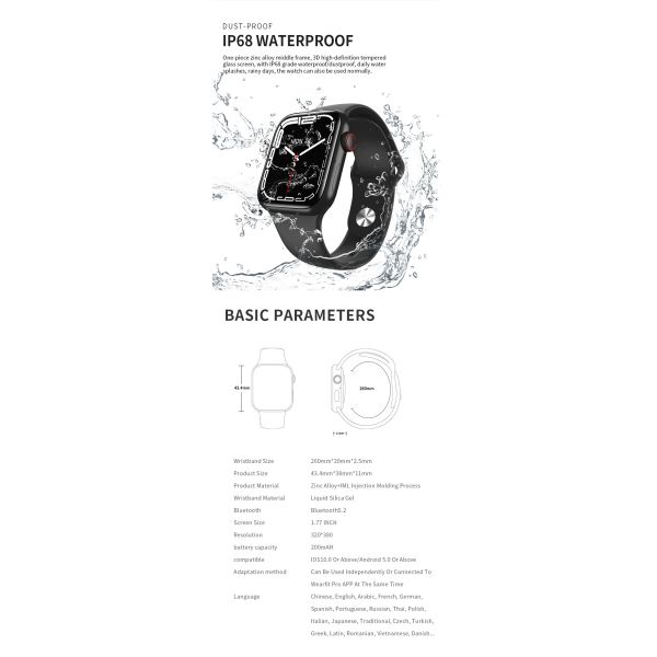 2021 New Style 1.77inch320*380TFT Square Screen View Health Data of Relatives and Friends Wallet Function Push Hl57 PRO NFC Smart Watch