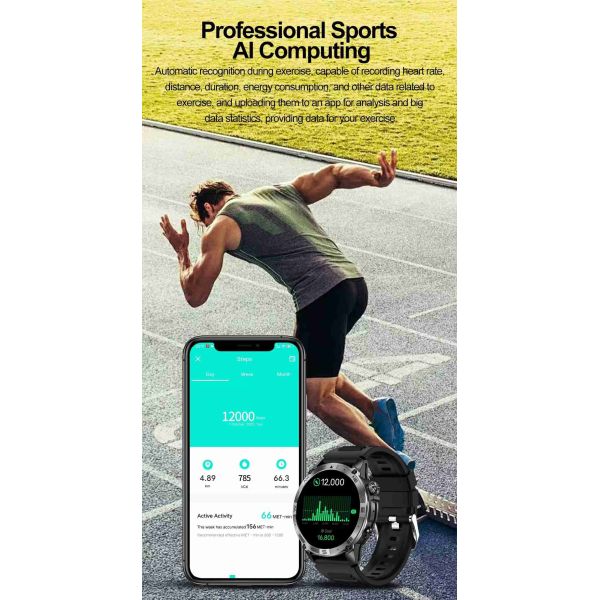 HK08 Android Sport Smart Watch 1.43inch Amoled Outdoor GPS and Altitude Waterproof