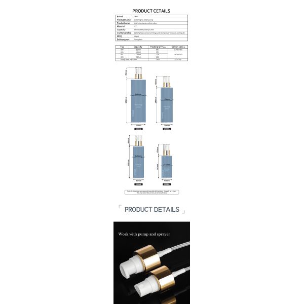 Wholesale 120ml 200ml 250ml 500ml Round Cosmetic Body Mist Atomizer Plastic Spray Lotion Gold Top Bottle For Cleaning