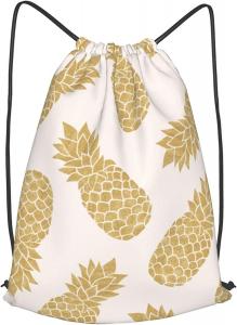 China Pineapple Gold Gym Waterproof Drawstring Backpack For Yoga Sport Travel wholesale