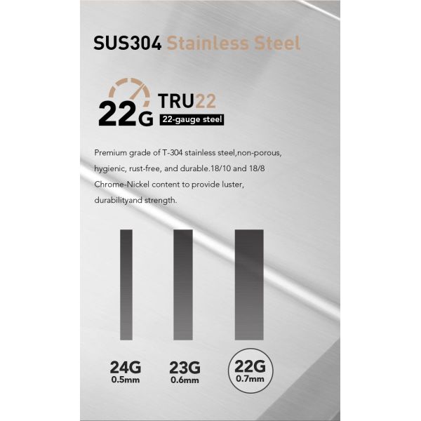 Modern Sus304 Stainless Steel Sink , Undermount Single Bowl Bar Sink 22 Gauge