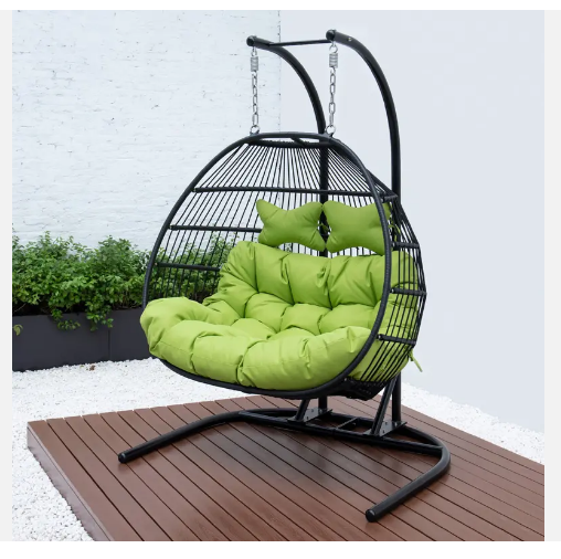 Modern Customized Color Double Seater Stand Outdoor Hanging Swing Chair for Patio Gardening Furniture Set