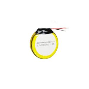 China Safe 3.7V 300mAh LiPo Battery Round Lithium Polymer Battery Rechargeable 303535 wholesale