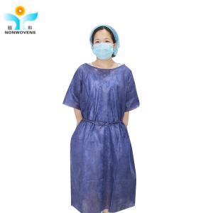 China Sms PP Nonwoven Fabric Medical Isolation Gown with Short Sleeve on sale
