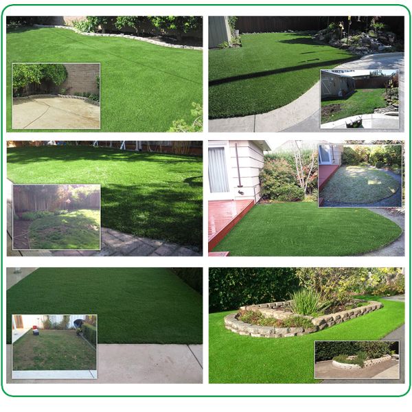 Thick Soft Indoor Artificial Grass For Landscaping Rubber Granules Grass