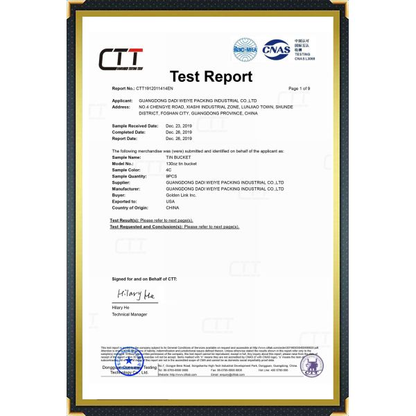 DADI 4L Olive Oil Packaging Container in Food Grade Metal Tin Container for Industrial Food Oil Can