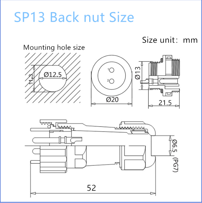 SP13 IP68 Waterproof Connector Male / Female Aviation Plug Socket