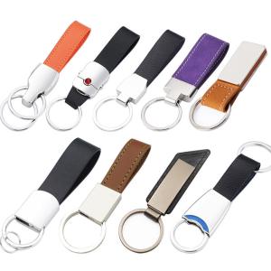 China Sublimation Car PU Leather Keychain Blank Key Holder with Custom Logo on sale