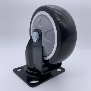 Swivel 5 Inch Plate Caster Wheels On Black Polyurethane Wheels