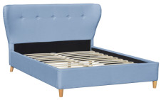Simple Design Plywood Fabric Upholstered Bed Frame Modern Blue Colour