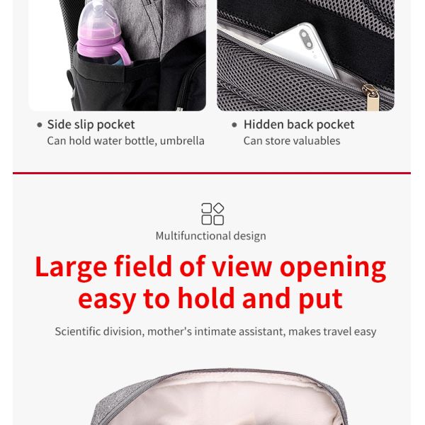 ISO9001 Fashion Mummy Maternity Nappy Diaper Bag Backpack With USB