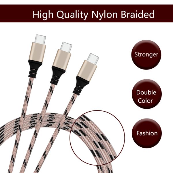 Long USB Type C Charging Cable USB Male To Type C Male Power Fast Braided