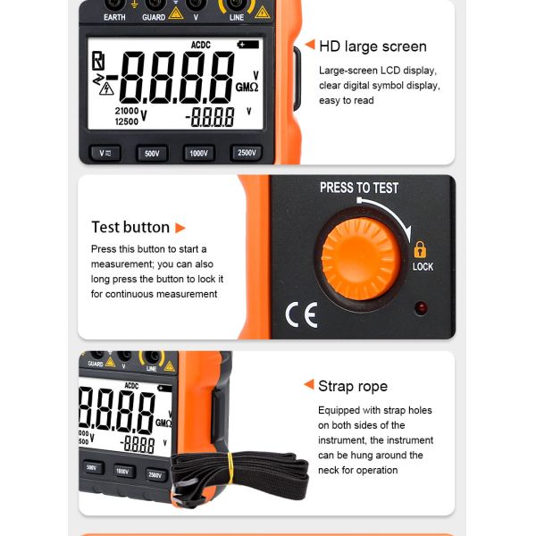VICTOR 60D+ displays in 2000 digits intelligent micro-insulation tester Short circuit measurement current more than 1 mA