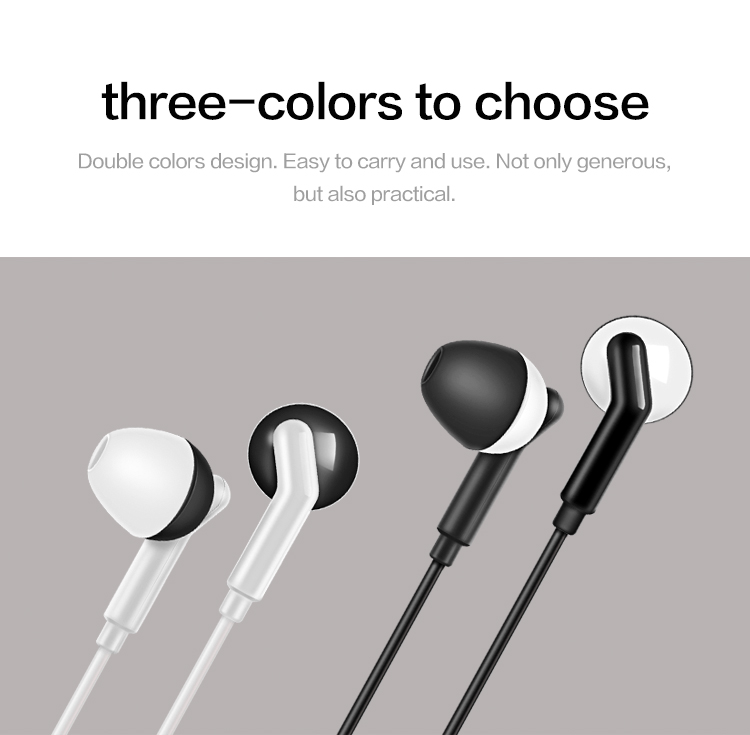 125CM Wired In Ear Earphones Round Cable Type Three Colors For Mobile Phone