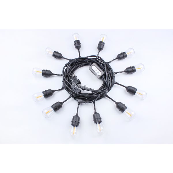 LED Light String Festoon Dimmable Remote Control Light S14 IP65 Waterproof Shatterproof 3500K Warm/Nature White Edison Light