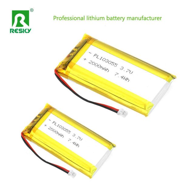 Rechargeable Lipo Battery 103055 3.7V 2000mAh 7.4wh Power Solar Lithium Ion Battery Cell