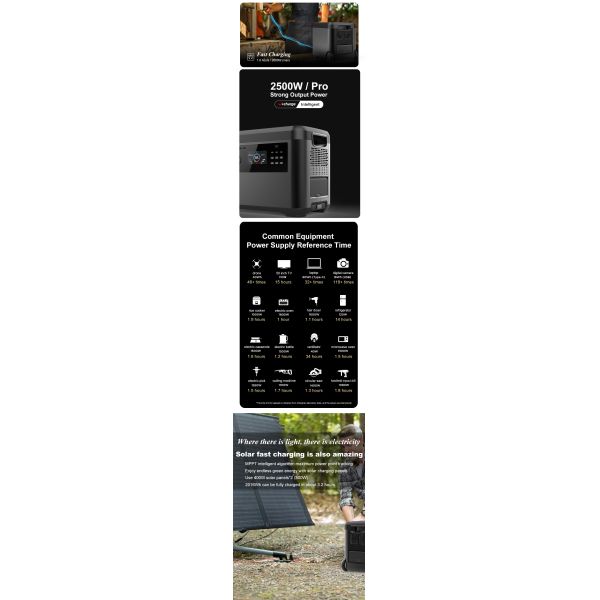 220 Volt Travel EU Plug OEM Portable Power Station for Car / Camping 2000W Portable LiFePO4 Solar EU 2000W Powerstation