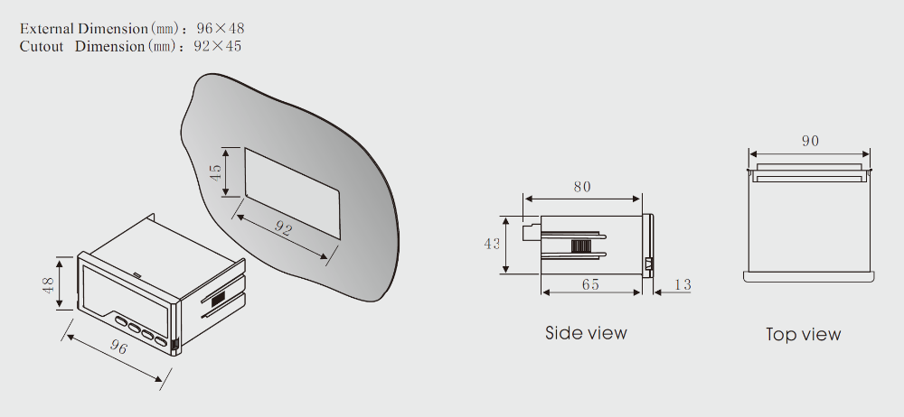 Low price 48*96 mm LCD display single phase digital multimeter