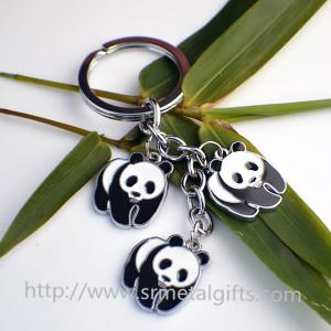 China Good value exquisite metal drop charm pendants key chain, painted panda drop ornaments, on sale