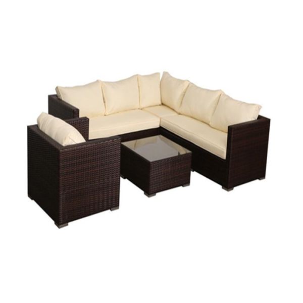 180g Polyester 5 Piece Wicker Patio Set , Rattan Garden Furniture Table And Chairs