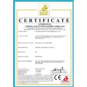 Jinan Shuangyi Environment Engineering Co., Ltd. Certifications