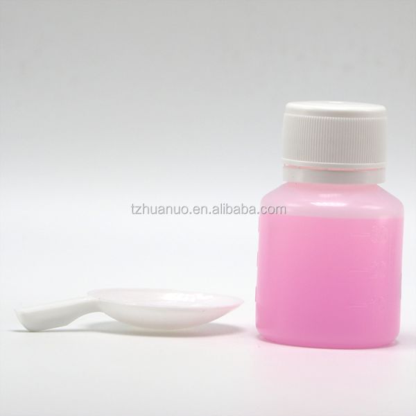 PE Transparent Plastic Bottle for Measuring Liquid Medicine 30mL Capacity and Spoon
