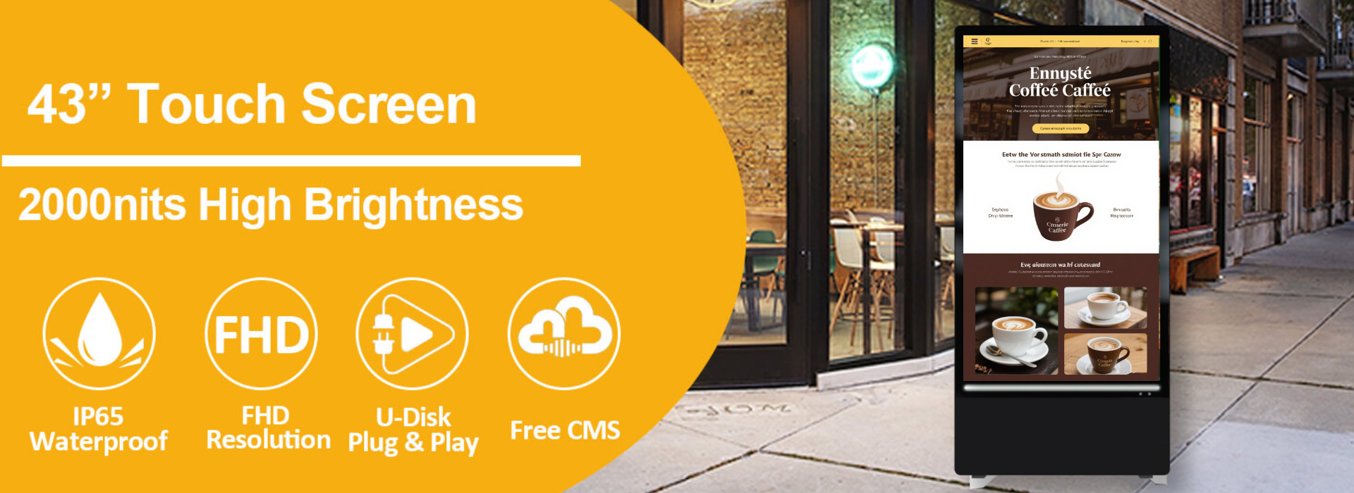 Outdoor Digital Signage with 2000nit High-Brightness Display and 10-Point IR Touch for Battery-Powered Mobile Advertising