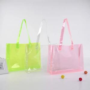 China Plastic Pink Green Clear PVC Tote Bag For Sale Clear Beach Tote wholesale