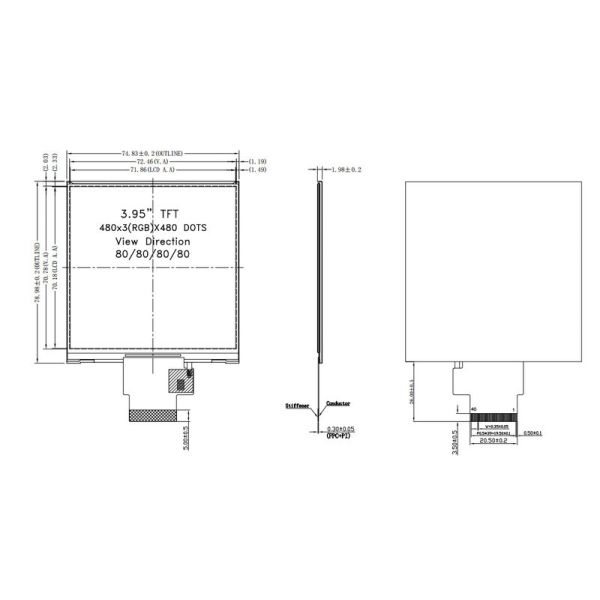 3.95'' TFT Small Lcd Display Module 480*480 Resolution Color Lcd Display