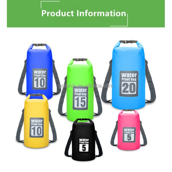 2022 New Design 15L PVC Tarpaulin Waterproof Bag Outdoor Dry Bag Camping Waterproof Backpack