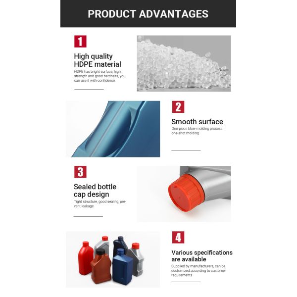 Empty HDPE Engine Oil Packaging Bottle 1 Liter Plastic Motor Oil Container