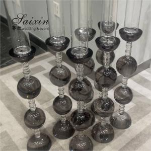 China 70CM 80CM 90CM Antique Wedding Candle Holder Hurricane Crystal Cylinder Globe Round wholesale