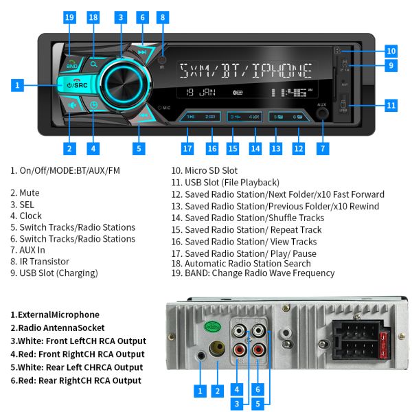 GRANDnavi Single Din Multifunction MP3 Car Player AUX Car Radio USB Car Stereo IR Remote Control