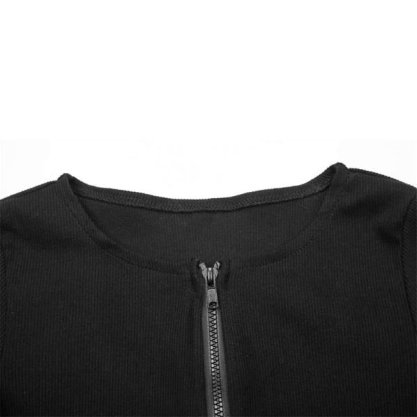 Solid Color Full Zipper Bespoke Sweaters Long Sleeve Women Sexy Knitted Outerwear