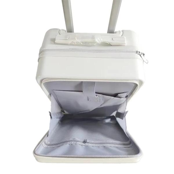 20inch PC Luggage with Spinner Wheels Durable White ABS Travel Baggage Suitcase featuring Front Open Zipper at Reasonable