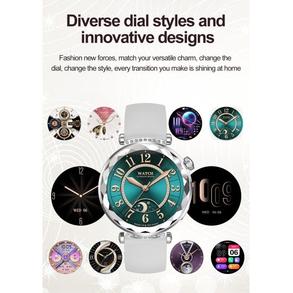 AMOLED Women Smart Watch With BT Call Health Monitor Voice Controlled