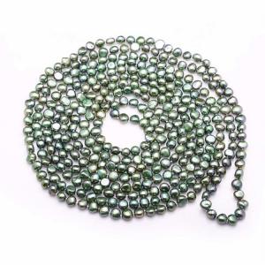China Green 7-8mm Freshwater Cultured Potato Shape Pearls Necklace 100 inches (FN08284GREEN) on sale