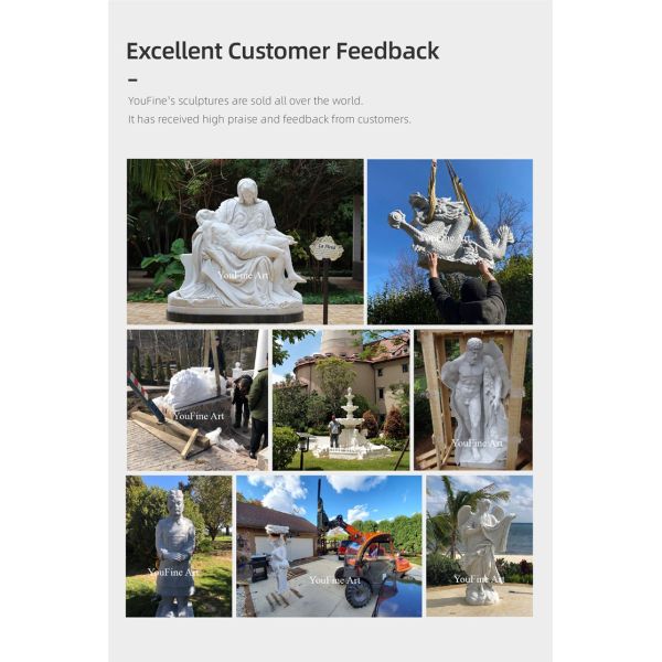 Outdoor Church Religious White Life Size Marble Saint Michael Angel Statue Stone