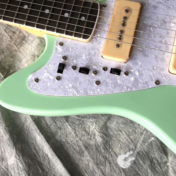 Customized Quality Electric Guitar in Light Green Color with White Hardware