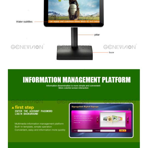 Restaurant LCD Advertising Screen Android Wifi PCAC Touch LCD Menu Board