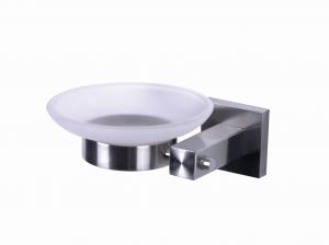 China Wall-Mounted Glass Soap Dishes Bathroom Hardware Collections , Stainless Steel Bracket wholesale