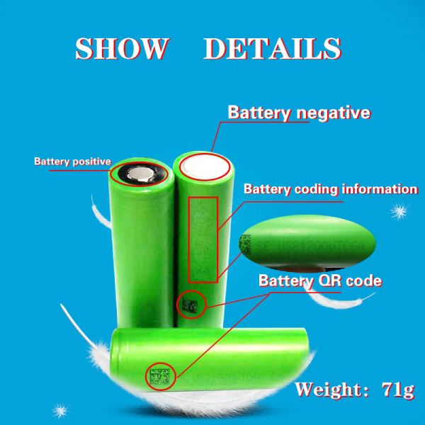 VTC6A 21700 Li Ion 3.7 Volt Battery 4000mah Large Discharge Current