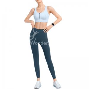 China Yoga High Waist Sport Leggings Sports Bras Racerback Front Zip With Padded Cups wholesale