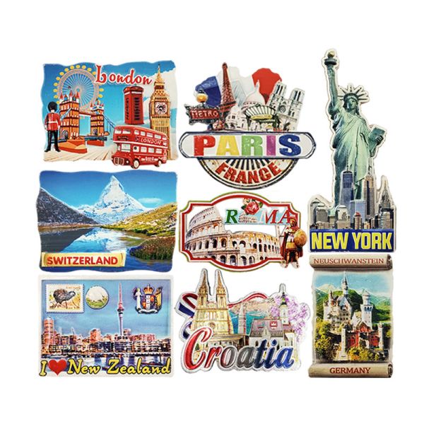 Round Epoxy Custom City 3d Printing Magnets For Refrigerator