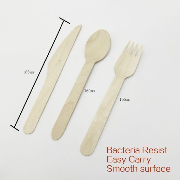 140mm 160mm Birch Disposable Spoon Fork Knife Set Wooden Cutlery for Custom Printing
