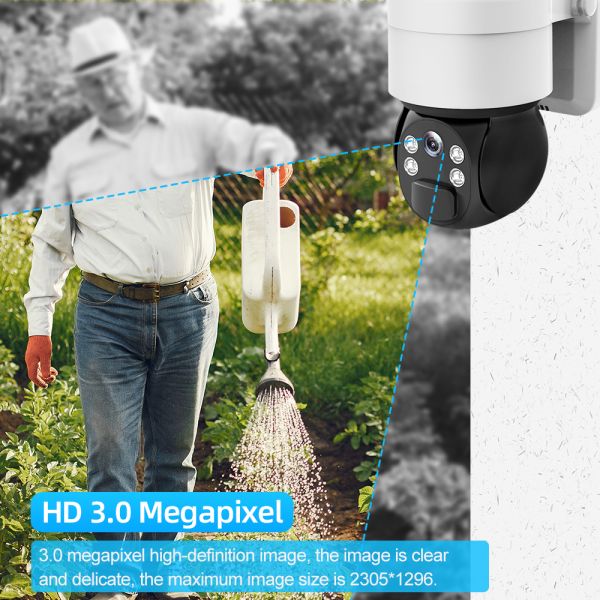 3MP WIFI 4G Solar Powered Camera PTZ CCTV Camera With SIM Card Human Detection Solar Camera Outdoor